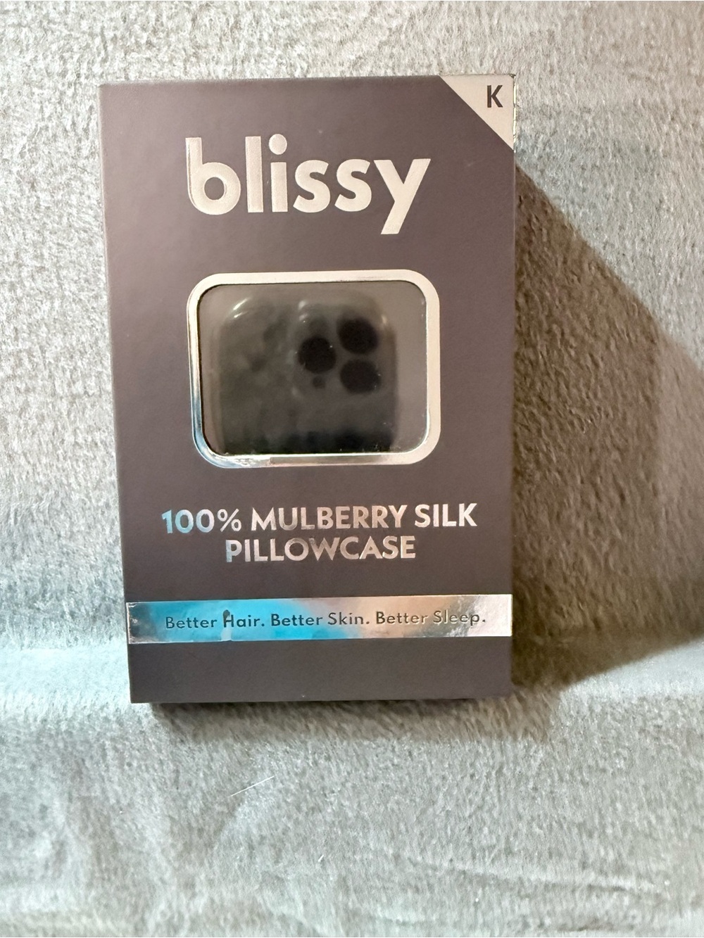 Blissy 100% Mulberry Silk Pillowcase - Dark Grey  - King